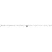 14K White 1/3 CTW Natural Diamond Heart & Paperclip-Style 7" Bracelet