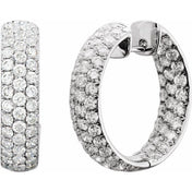 18K White 4 CTW Natural Diamond Inside-Outside Hinged 23.4 mm Hoop Earrings