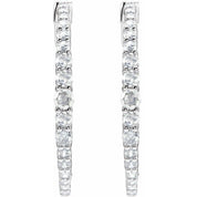 14K White 1 1/3 CTW Lab-Grown Diamond  30 mm Hoop Earrings