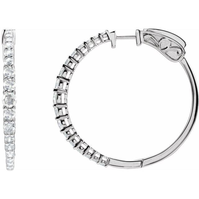 3 CTW Lab-Grown Diamond  30 mm Hoop Earrings