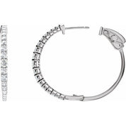 14K White 1 1/3 CTW Lab-Grown Diamond  30 mm Hoop Earrings