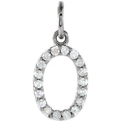 14K White .08 CTW Natural Diamond Numeral 0 Charm