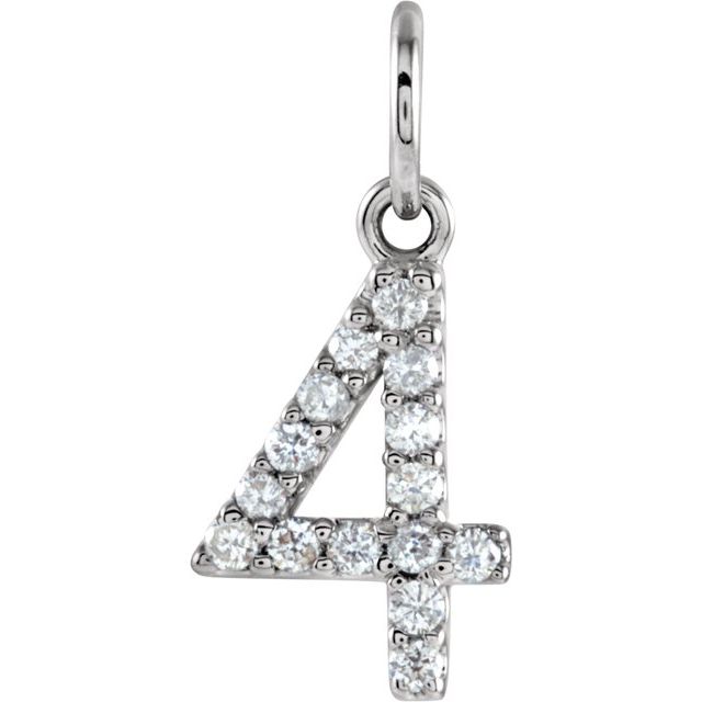 14K White Gold .07 CTW Natural Diamond Numeral 4 Charm