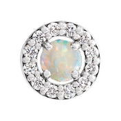 Sterling Silver Cabochon Natural White Opal & .06 CTW Natural Diamond Halo-Style Pendant