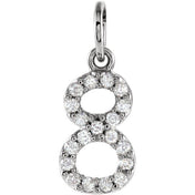 14K White .08 CTW Natural Diamond Numeral 8 Charm