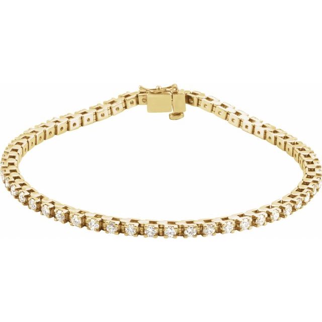 14K Yellow 2 1/8 CTW Natural Diamond Line 7" Bracelet
