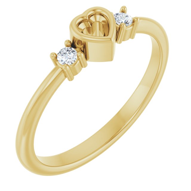 14K Yellow 3x3 mm Heart .06 CTW Natural Diamond Semi-Set Ring