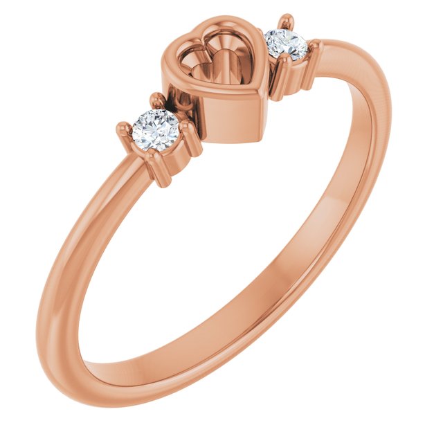 14K Rose 3x3 mm Heart .06 CTW Natural Diamond Semi-Set Ring