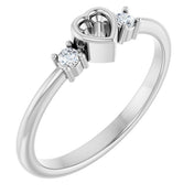 14K White 3x3 mm Heart .06 CTW Natural Diamond Semi-Set Ring
