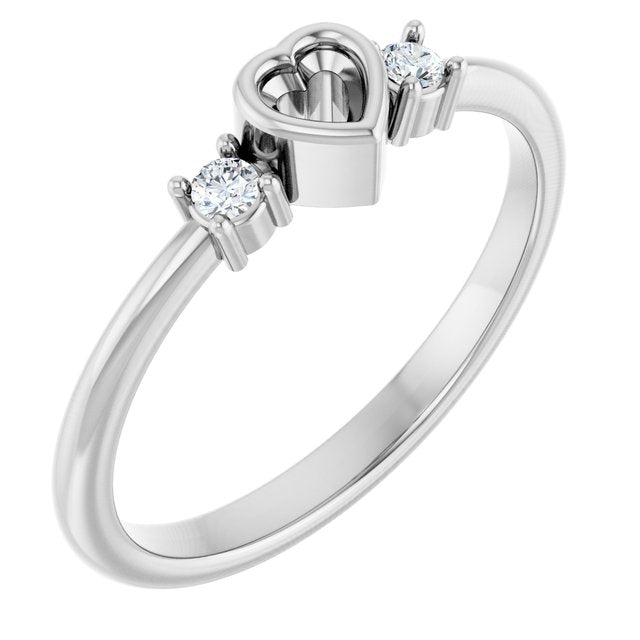 14K White 3x3 mm Heart .06 CTW Natural Diamond Semi-Set Ring