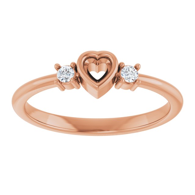 14K Rose 3x3 mm Heart .06 CTW Natural Diamond Semi-Set Ring