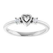 Sterling Silver 3x3 mm Heart .06 CTW Natural Diamond Semi-Set Ring