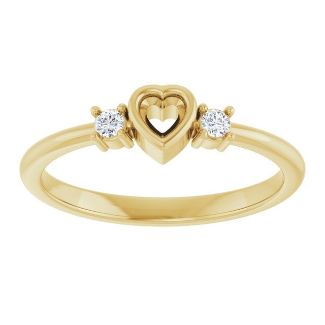 14K Yellow 3x3 mm Heart .06 CTW Natural Diamond Semi-Set Ring