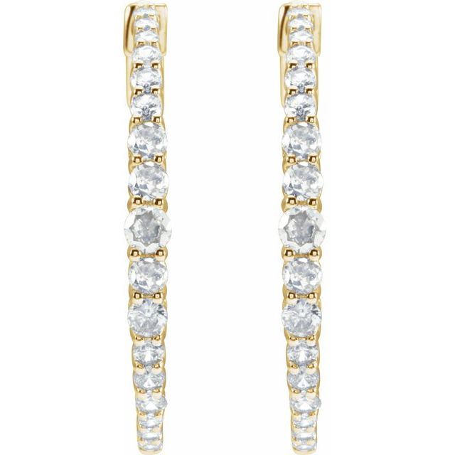 14K Yellow 1 1/3 CTW Lab-Grown Diamond 30 mm Hoop Earrings