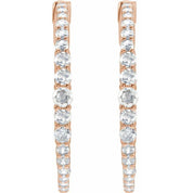 14K Rose 1 1/3 CTW Lab-Grown Diamond 30 mm Hoop Earrings