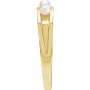 14K Yellow Cultured White Seed Pearl Stackable Ring