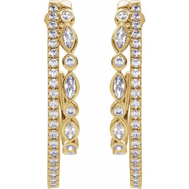 14K Yellow 1 1/5 CTW Lab-Grown Diamond 30.5 mm Hoop Earrings
