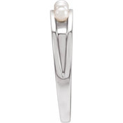 14K White Cultured White Seed Pearl Stackable Ring