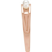 14K Rose Cultured White Seed Pearl Stackable Ring