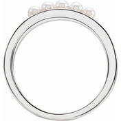 Sterling Silver Cultured White Seed Pearl Stackable Ring