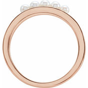 14K Rose Cultured White Seed Pearl Stackable Ring