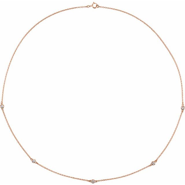 14K Rose 1/4 CTW Natural Diamond 5-Station 18" Necklace