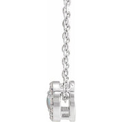Sterling Silver Cabochon Natural White Opal & .06 CTW Natural Diamond Halo-Style 16-18" Necklace