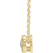 14K Yellow Cabochon Natural White Opal & .06 CTW Natural Diamond Halo-Style 16-18" Necklace