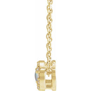 14K Yellow Cabochon Natural White Opal & .06 CTW Natural Diamond Halo-Style 16-18" Necklace