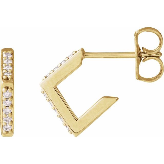 14K Yellow Gold .07 CTW Natural Diamond Geometric Earrings - Stylish Elegance
