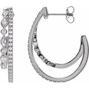 14K White 1 1/5 CTW Lab-Grown Diamond 30.5 mm Hoop Earrings