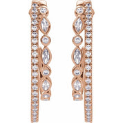 14K Rose 1 1/5 CTW Lab-Grown Diamond 30.5 mm Hoop Earrings