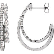 14K White 1 1/5 CTW Lab-Grown Diamond 30.5 mm Hoop Earrings
