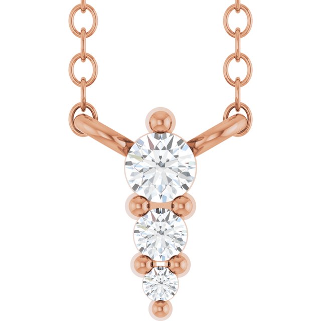 14K Rose .05 CTW Lab-Grown Diamond Graduated 18" Necklace