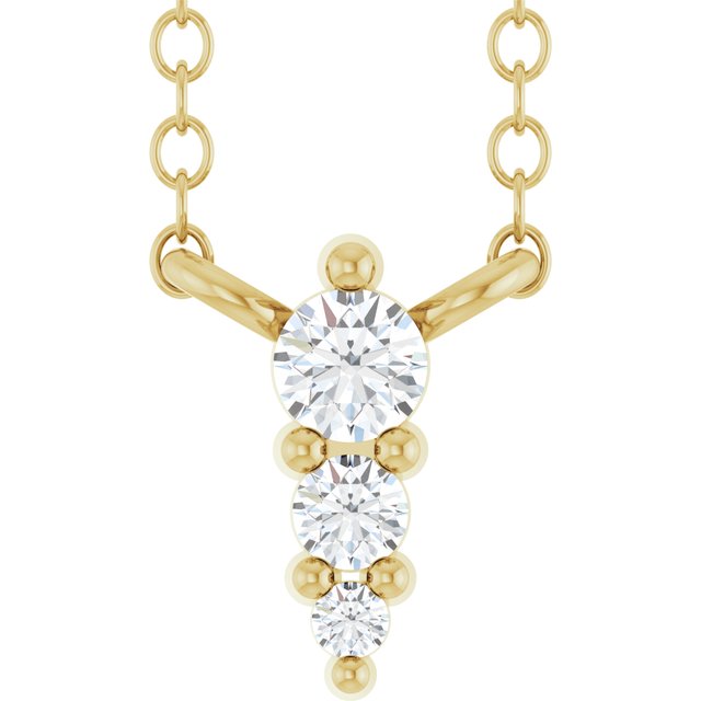 14K Yellow .05 CTW Natural Diamond Graduated 18" Necklace