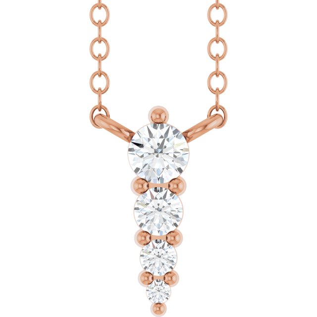 14K Rose 1/8 CTW Natural Diamond Graduated 18" Necklace