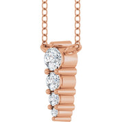 14K Rose 1/8 CTW Natural Diamond Graduated 18" Necklace