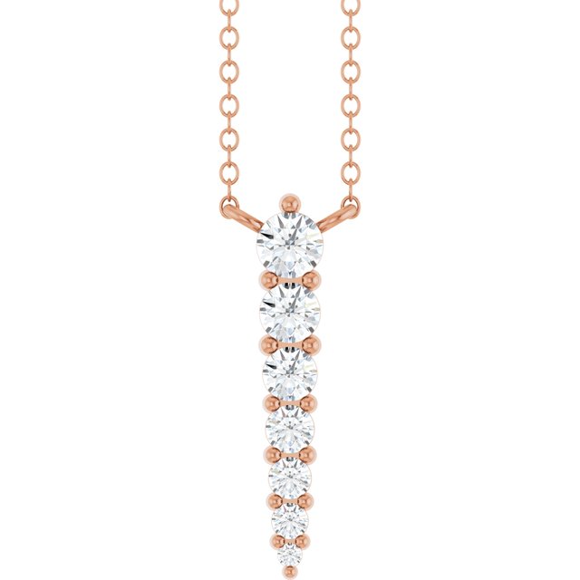 14K Rose 1/6 CTW Lab-Grown Diamond Graduated 18" Necklace