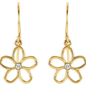 14K Yellow .06 CTW Natural Diamond Flower Earrings