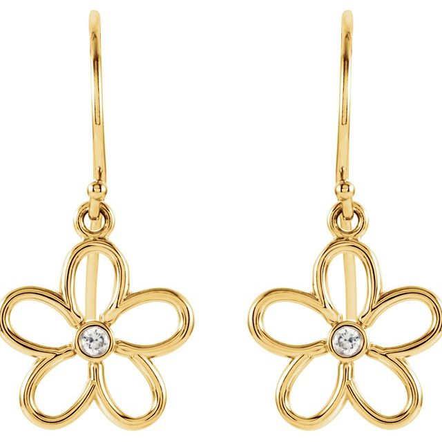 14K Yellow .06 CTW Natural Diamond Flower Earrings