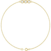 14K Yellow 1/4 CTW Natural Diamond Three-Stone Line  7" Bracelet