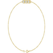14K Yellow 1/4 CTW Natural Diamond Three-Stone Line  7" Bracelet