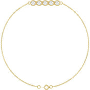 14K Yellow 1/2 CTW Natural Diamond Five-Stone Line  7" Bracelet