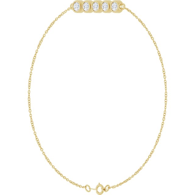 14K Yellow 1/2 CTW Natural Diamond Five-Stone Line  7" Bracelet