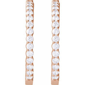 14K Rose 5 CTW Lab-Grown Diamond Inside-Outside Hinged 37.8 mm Hoop Earrings