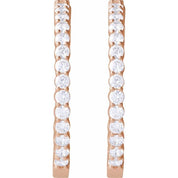 14K Rose 5 CTW Lab-Grown Diamond Inside-Outside Hinged 37.8 mm Hoop Earrings