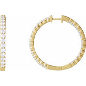 14K Diamond Hoop Earrings, Hinged Series 653631