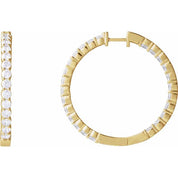 14K Diamond Hoop Earrings, Hinged Series 653631