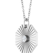 14K White .06 CT Natural Diamond Medallion 16-18" Necklace