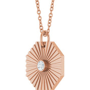 14K Rose .06 CT Natural Diamond Medallion 16-18" Necklace